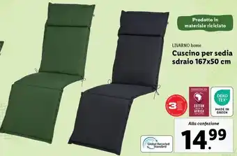 Lidl LIVARNO home Cuscino per sedia sdraio 167x50 cm offerta