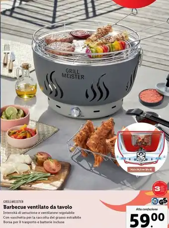 Lidl GRILLMEISTER Barbecue ventilato da tavolo offerta