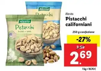 Lidl Alesto Pistacchi Pistacchi californiani 250 g confezione offerta