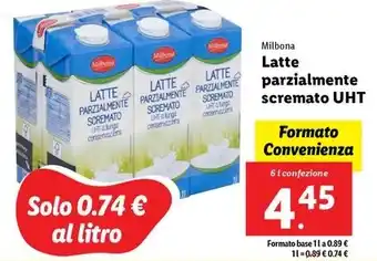 Lidl Milbona Latte parzialmente scremato UHT 6 l confezione offerta