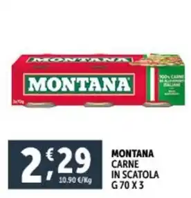 Deco Supermercati MONTANA CARNE IN SCATOLA G70X3 offerta