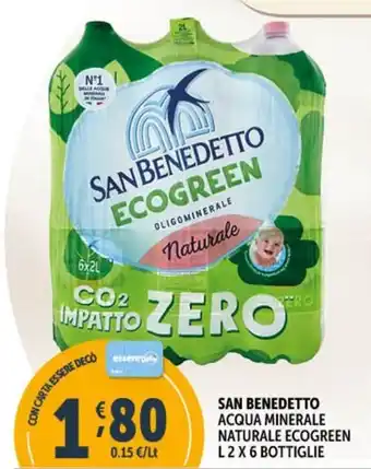 Deco Supermercati SAN BENEDETTO ACQUA MINERALE NATURALE ECOGREEN L2X6 BOTTIGLIE offerta