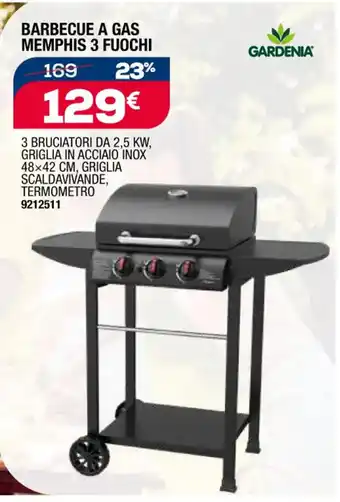 Bricofer BARBECUE A GAS MEMPHIS 3 FUOCHI offerta