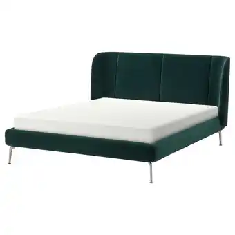 Tufjord Struttura letto imbottita, Djuparp verde scuro, 160x200 cm