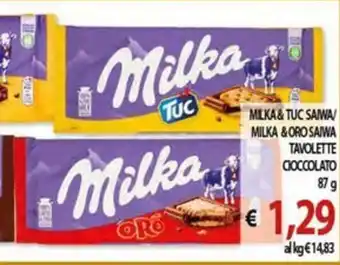 Vivo Supermercati MILKA & TUC SAIWA/ MILKA & ORO SAIWA TAVOLETTE CIOCCOLATO 87 g offerta