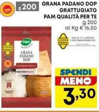 Borello Supermercati GRANA PADANO DOP GRATTUGIATO PAM QUALITÀ PER TE g 200 offerta