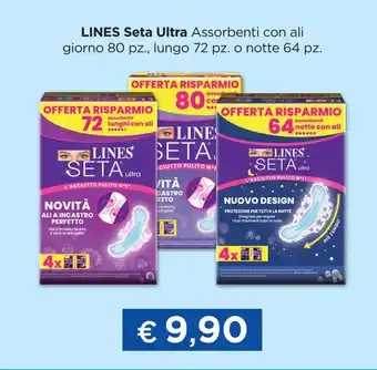 Acqua & Sapone LINES Seta Ultra Assorbenti con ali giorno 80 pz., lungo 72 pz. o notte 64 pz. offerta