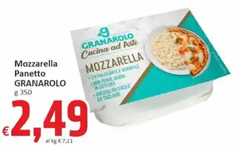 Paghi Poco Mozzarella Panetto GRANAROLO g 350 offerta