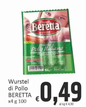 Paghi Poco Wurstel di Pollo BERETTA x4 g 100 offerta