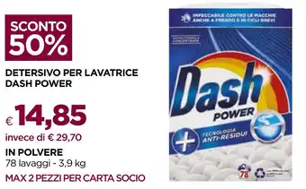 Unicoop DETERSIVO PER LAVATRICE DASH POWER IN POLVERE 78 lavaggi 3,9 kg offerta