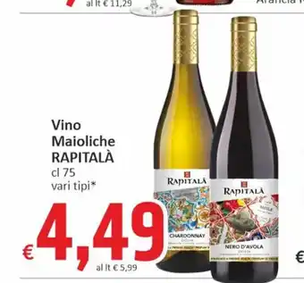 Paghi Poco Vino Maioliche RAPITALÀ cl 75 vari tipi offerta