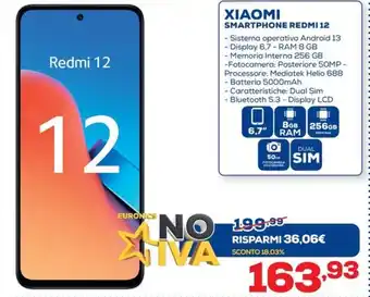 Euronics XIAOMI SMARTPHONE REDMI 12 offerta