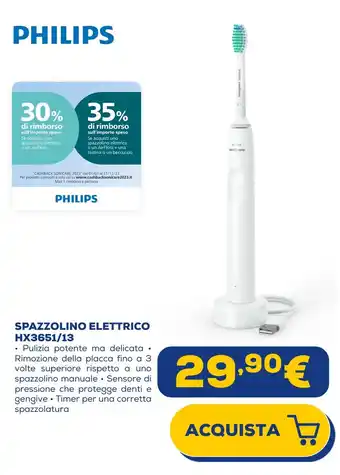 Euronics PHILIPS SPAZZOLINO ELETTRICO HX3651/13 offerta