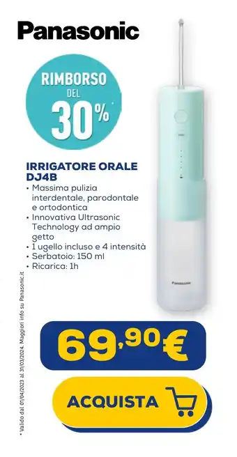 Euronics Panasonic IRRIGATORE ORALE DJ4B offerta