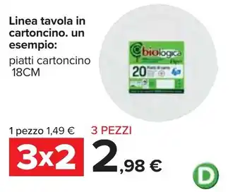 Carrefour Linea tavola in cartoncino 18cm offerta