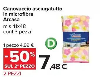 Carrefour Arcasa Canovaccio asciugatutto in microfibra 41x48cm 3 pezzi offerta