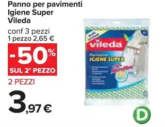 Carrefour Vileda Igiene Super Panno per pavimenti 3 pezzi offerta