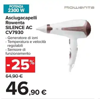 Carrefour Rowenta Silence Ac CV7930 Asciugacapelli offerta