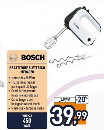 Unieuro Bosch Sbattitore Elettrico MFQ4020 offerta