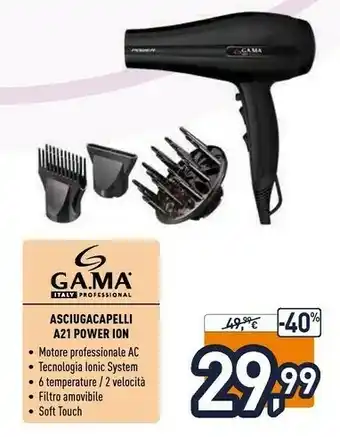 Unieuro Ga.Ma Asciugacapelli A21 Power Ion offerta