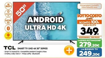 Expert 50p615 tv 127 cm (50") 4k ultra hd smart tv wi-fi nero offerta
