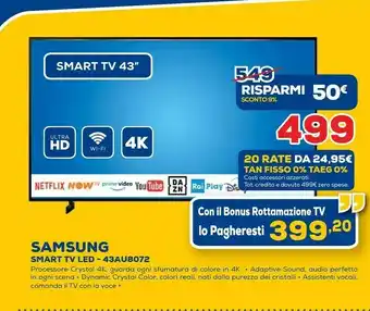 Euronics Smart tv led 43au8072 offerta