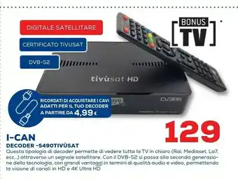 Euronics I-can decoder - s490tivusat offerta