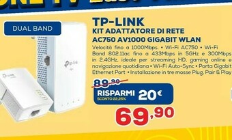 Euronics Tp-link ac750 wi-fi range extender bianco 10, 100 mbit/s offerta