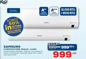 Euronics Samsung climatizzatore dual 12 laj04 offerta