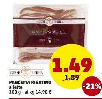 Cuor di terra pancetta rigatino a fette