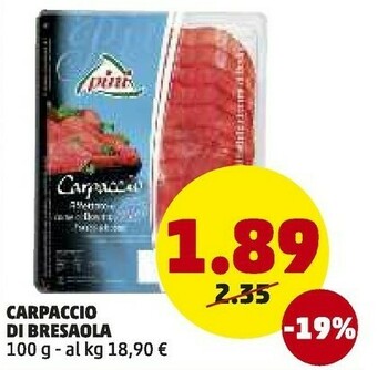 PENNY Pini carpaccio di bresaola offerta
