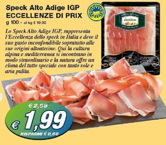 Prix Quality Eccellenze di Prix Speck Alto Adige IGP 100g offerta