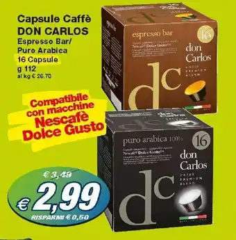 Prix Quality Don Carlos Capsule Caffè 16 capsule 112g offerta