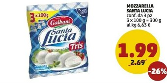 PENNY Mozzarella santa lucia tris 300 g(ml) offerta