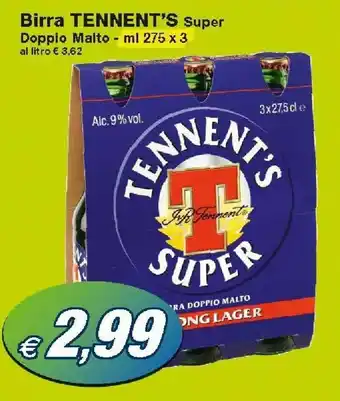 Prix Quality Tennent's Super Birra 275ml x 3 offerta