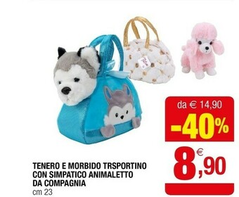 Tenero e morbido trsportine con simpatico animaletto da compagnia
