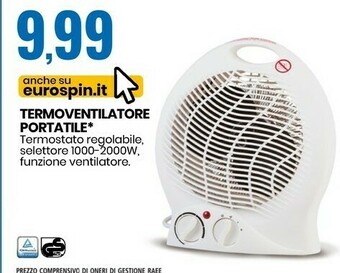Eurospin Termoventilatore portatile offerta