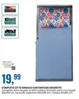 Completo letto singolo con fantasie assortite