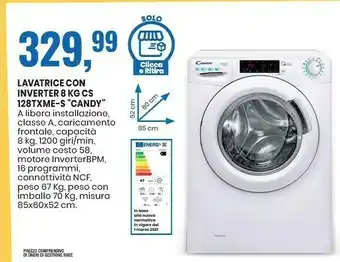 Eurospin Lavatrice con inverter 8 kg cs 128txme offerta