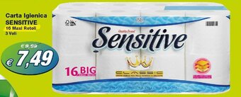 Prix Quality Sensitive Carta Igienica 16 Maxi Rotoli offerta