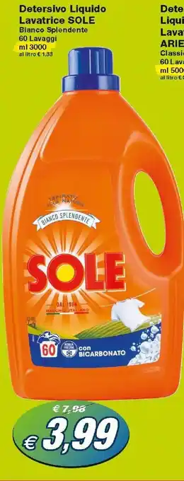 Prix Quality Sole Detersivo Liquido Lavatrice 3000ml offerta