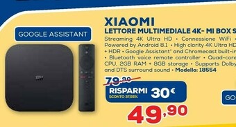 Euronics Mi box s 8 gb wi-fi nero 4k ultra hd offerta