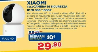 Euronics Xiaomi telecamera di sicurezza ip mi 360 1080p offerta