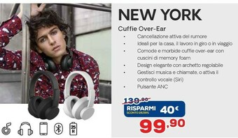Euronics New york cuffie over-ear offerta