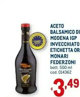 Metro Aceto balsamico di modena igp invecchiato etichetta oro offerta