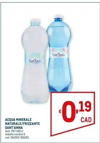 Metro Acqua minerale naturale frizzante 1000 g(ml) offerta