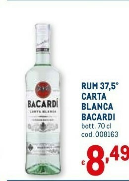Metro Rum 37,5 carta blanca offerta