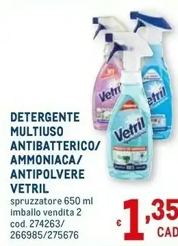 Metro Detergente multiuso antibatterico / ammoniaca / antipolvere offerta