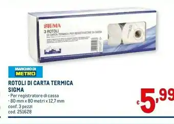Metro Rotoli di carta termica offerta