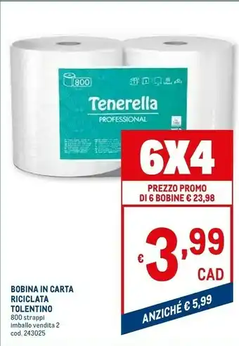 Metro Bobina in carta riciclata tolentino offerta